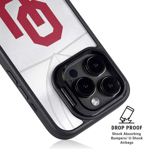 University of Oklahoma White Jersey iPhone 14 Pro Kickstand Case